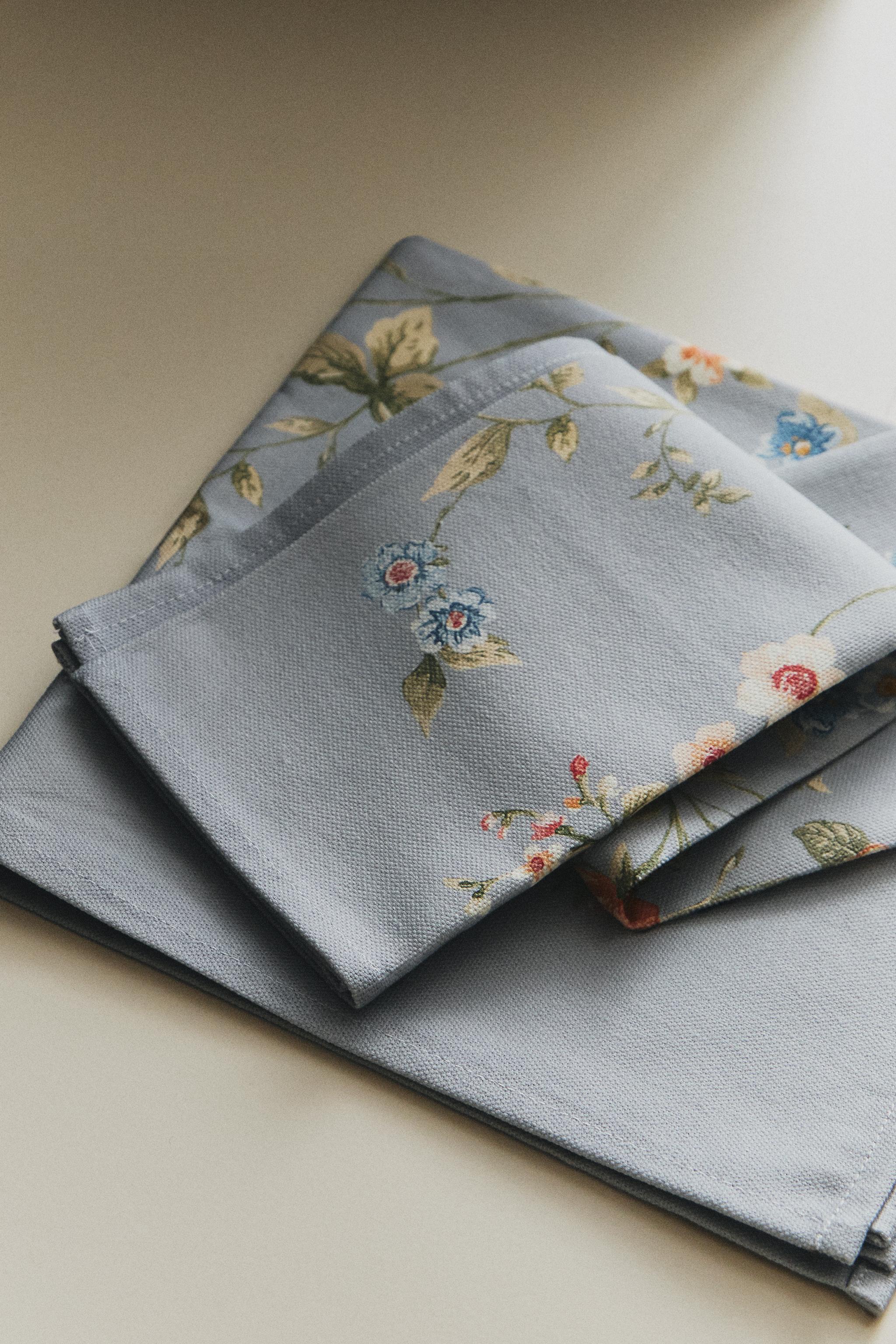 小さな花のプリント テーブルナプキン （2枚セット） - ブルー | ZARA