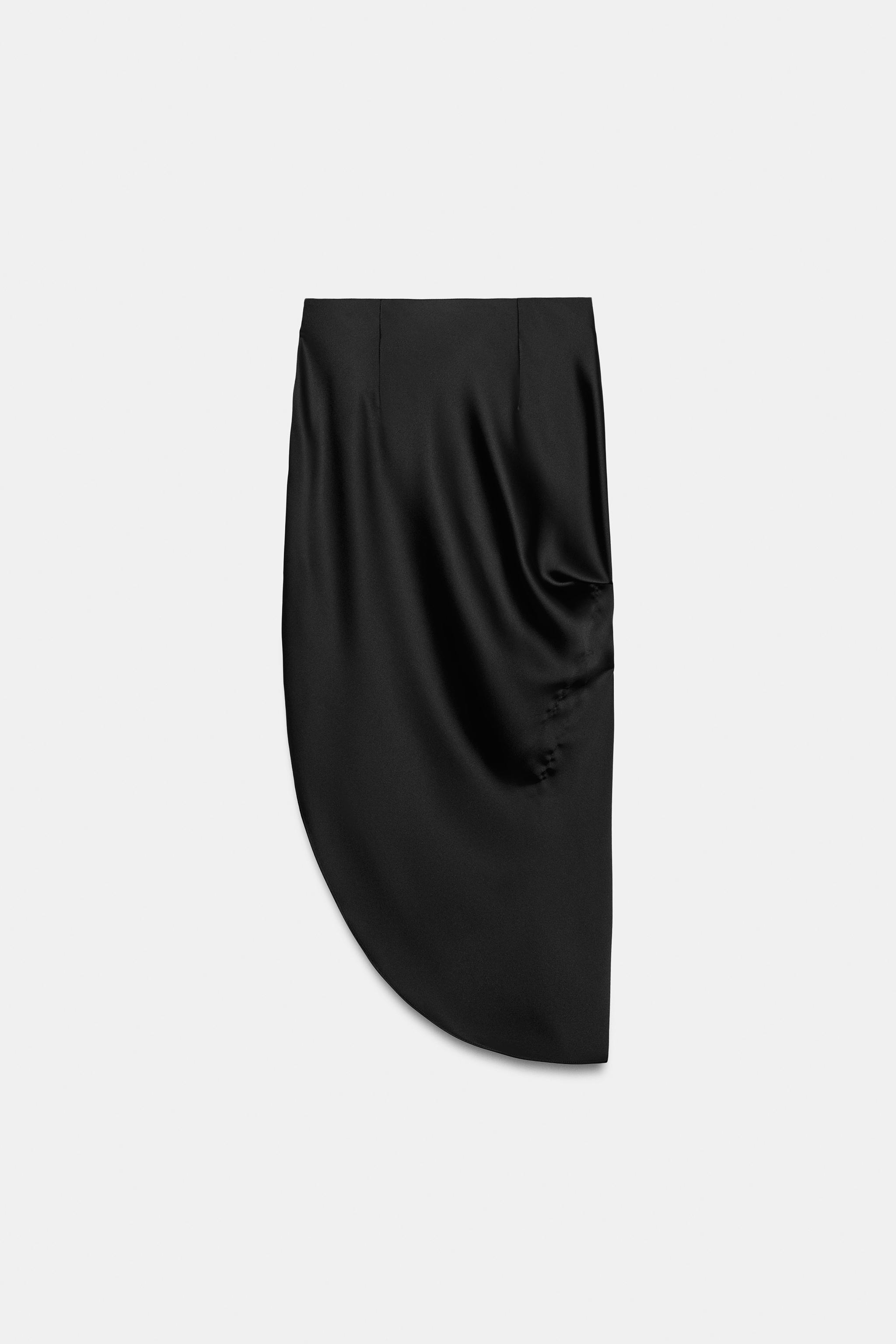 JUPE MIDI SATINÉE ASYMÉTRIQUE