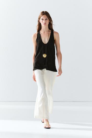 Zara Flowing top with embroidery - Black - Image 0