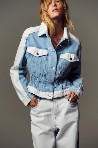 Z1975-JEANSJACKE MIT MATERIALKOMBINATION - Mittelblau von Zara