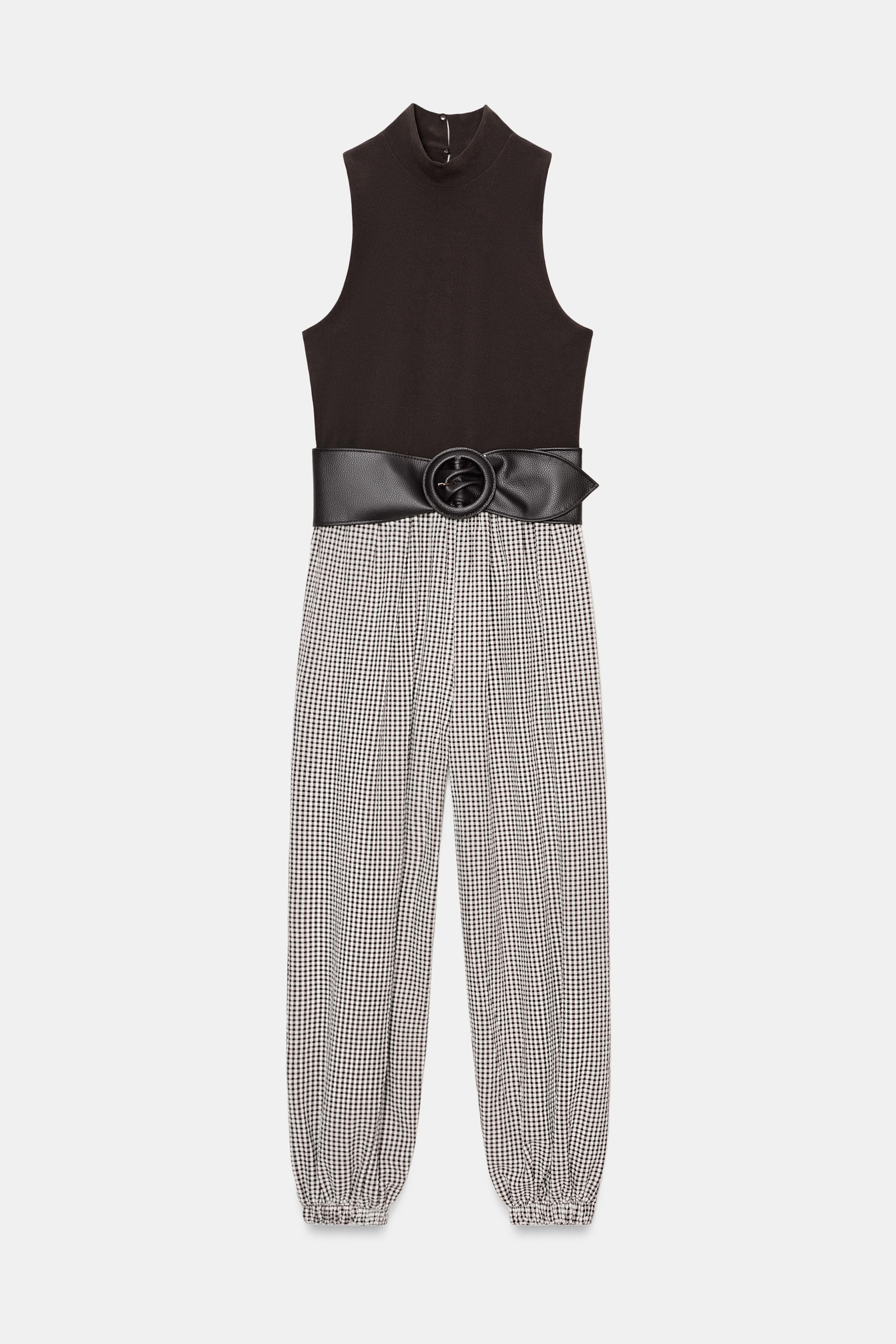 BELTED GINGHAM COMBINATION JUMPSUIT