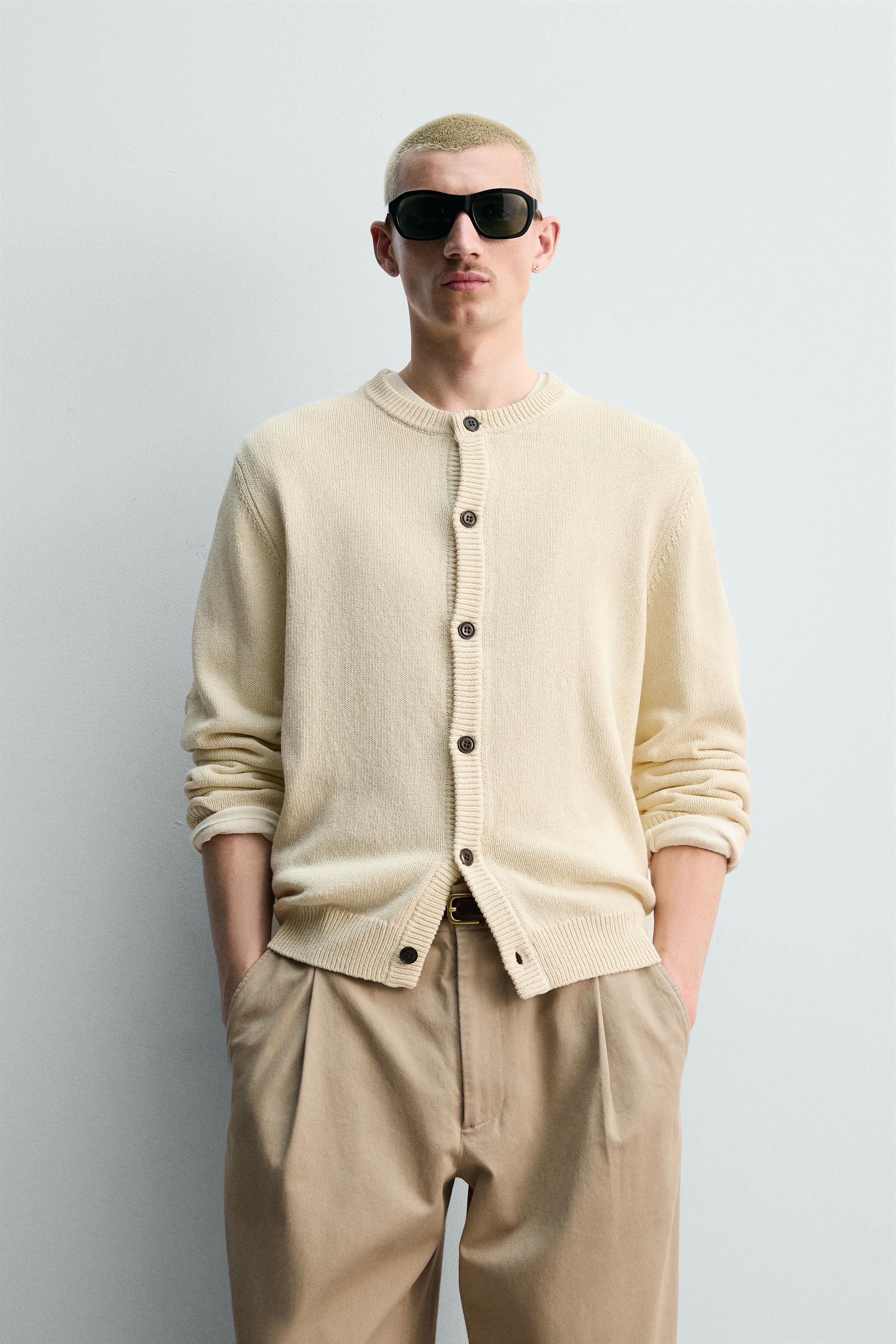 REGULAR FIT COTTON-LINEN CARDIGAN