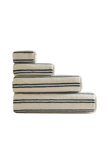 DOUBLE STRIPE BATH TOWEL - Ecru / Navy by Zara