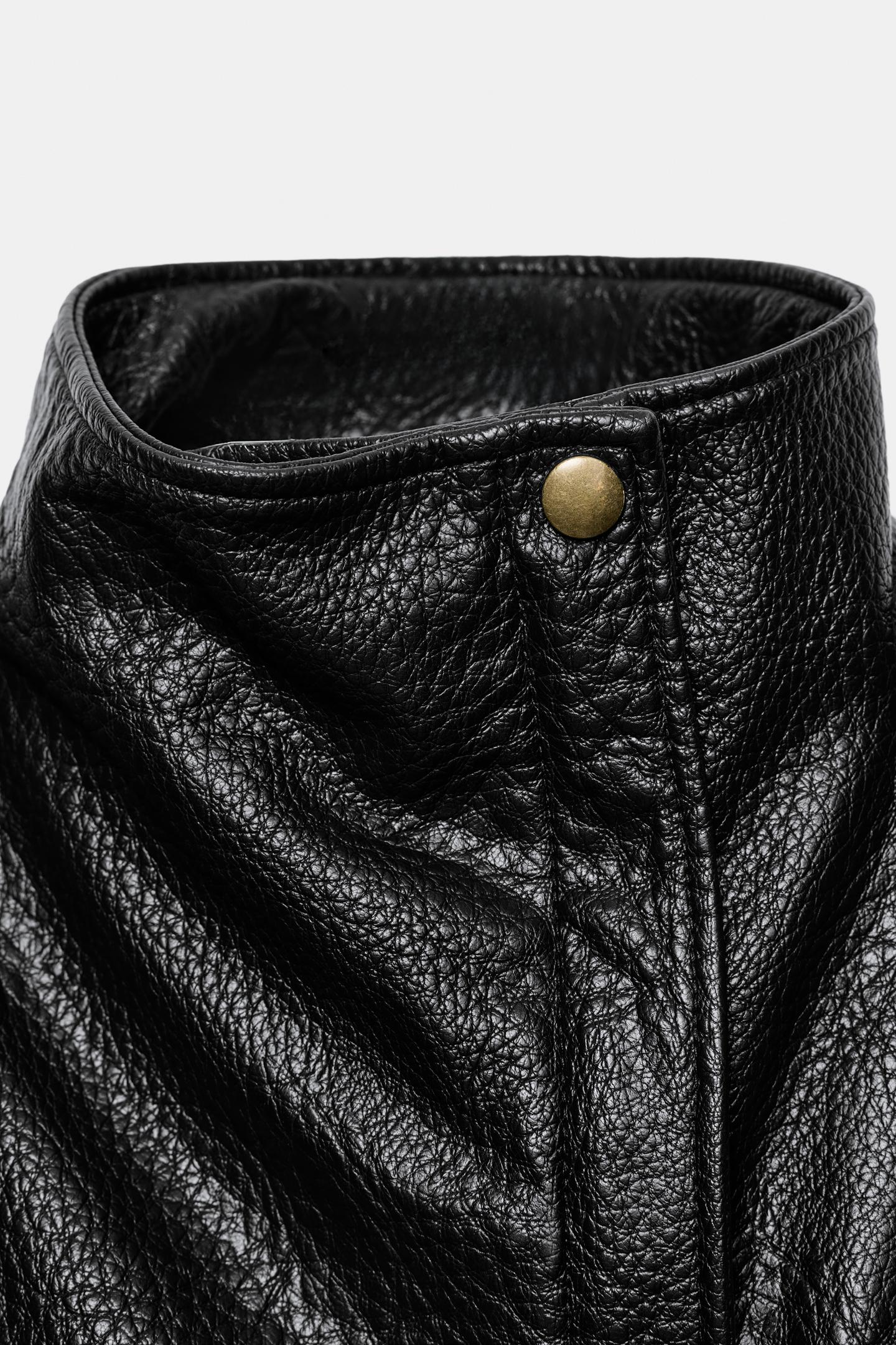 Куртка Zara Faux Leather Bomber, цвет: Тёмный коричневый — фото 5