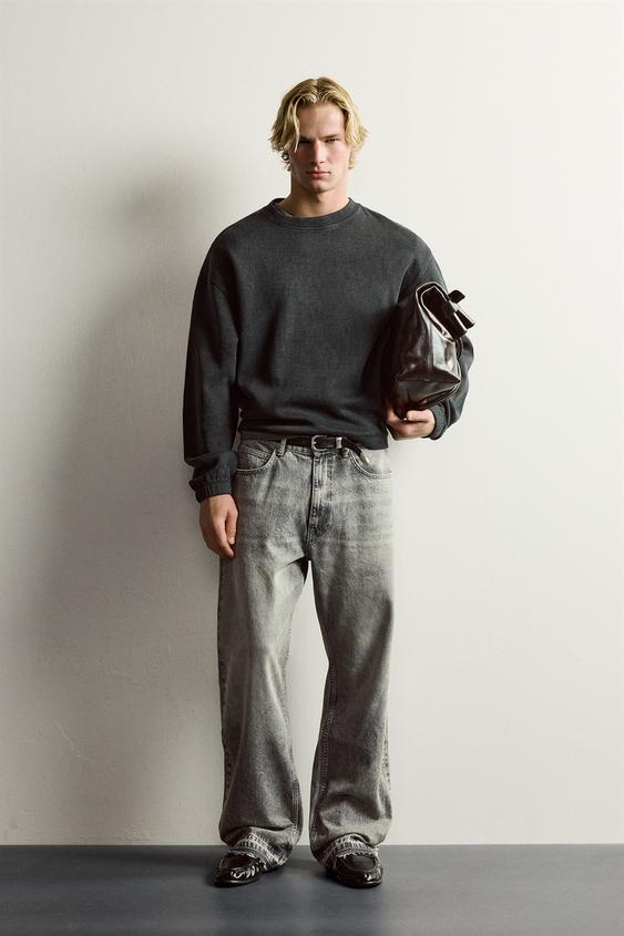 RELAXED FIT TEXTURED SWEATSHIRT - Black by Zara - Image 0