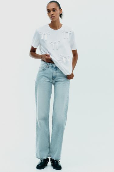 T-SHIRT WITH BOWS - White by Zara - Image 0