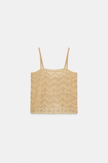 ZW COLLECTION STUDDED TOP - Sand by Zara - Image 0