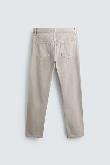 Zara SLIM CROPPED FIT JEANS - Ecru