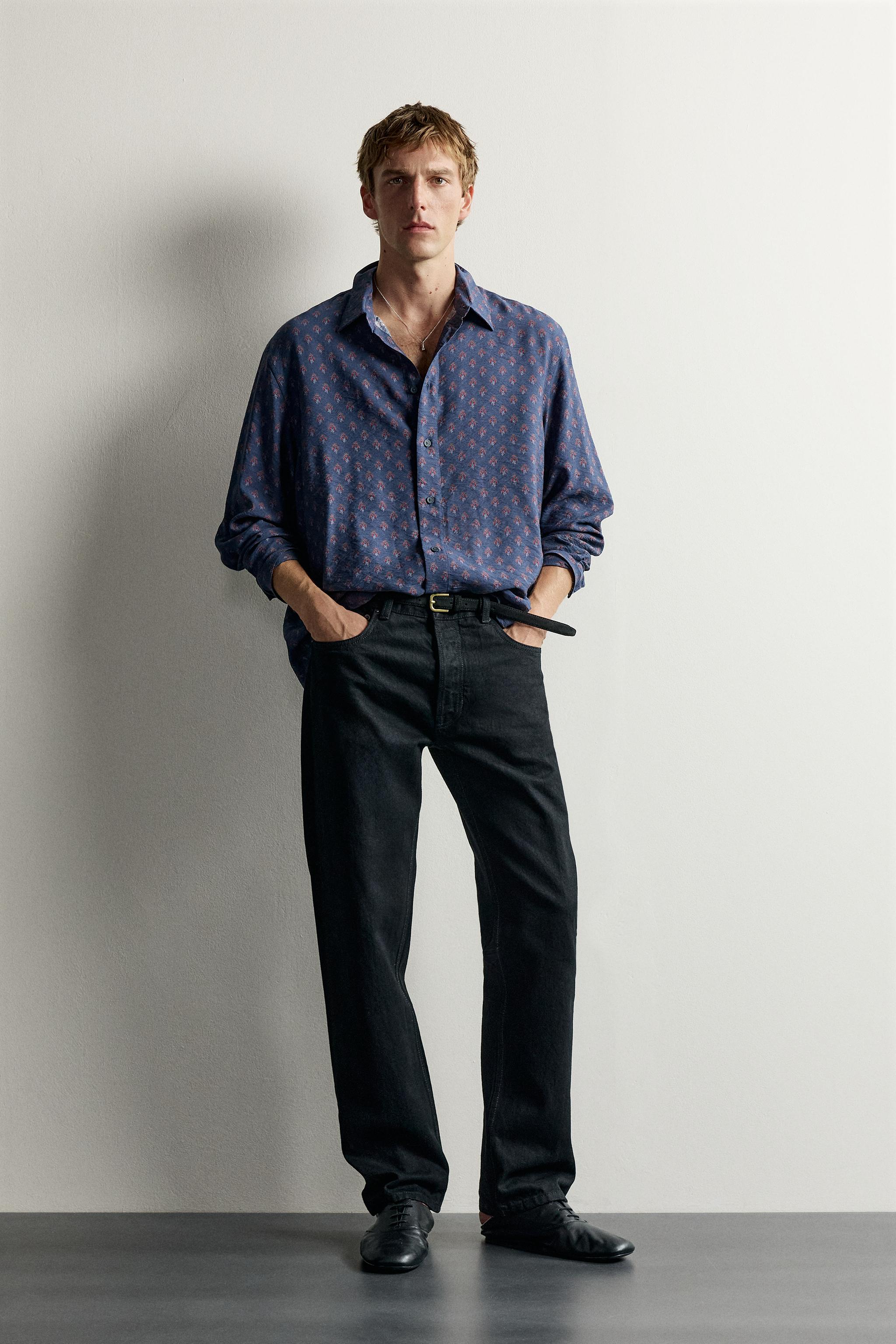 Мужские рубашки Zara GEOMETRIC PRINT FLUID SHIRT
