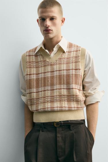 JACQUARD KNIT CHECKS WAISTCOAT - Yellow by Zara - Image 5