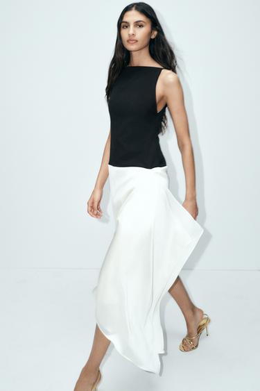 COMBINED SATIN DRESS - Black by Zara