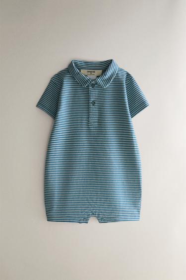 KIDS' STRIPED ROMPER - Blue by Zara - Image 0