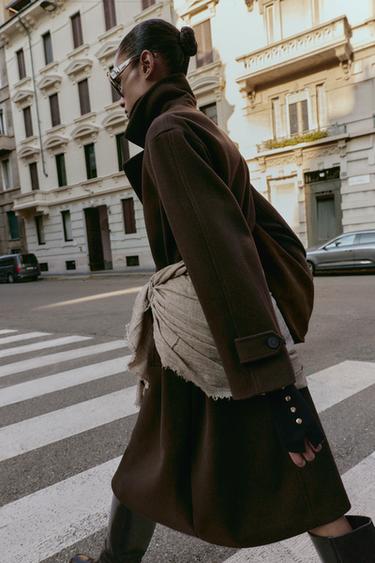 FOULARD EFFRANGÉ AVEC LAINE - Marron / Taupe de Zara - Image 1