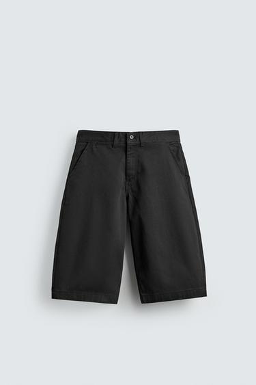 QUẦN SHORT JEANS DÁNG BAGGY - Màu đen từ Zara