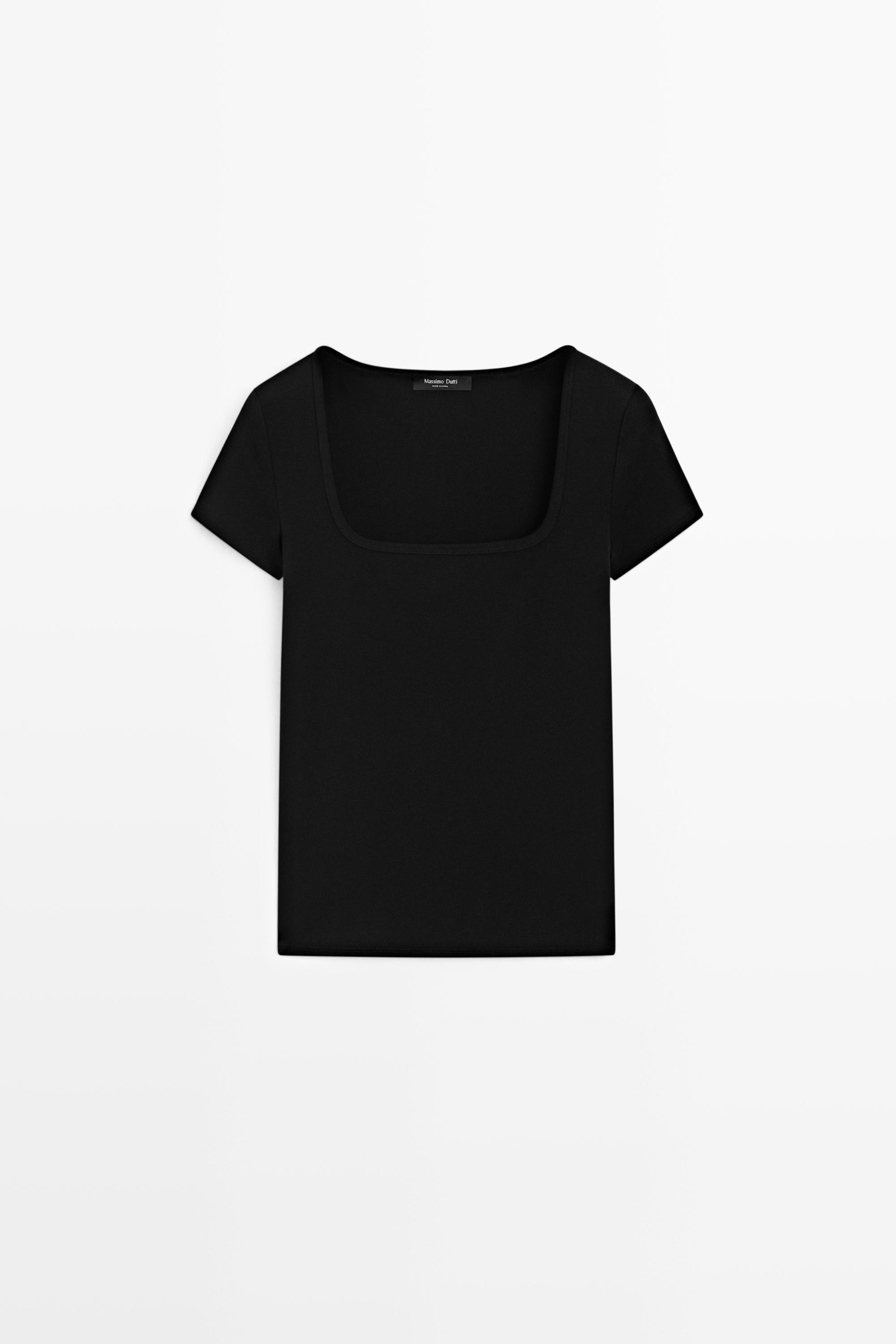 Short sleeve square neckline T-shirt