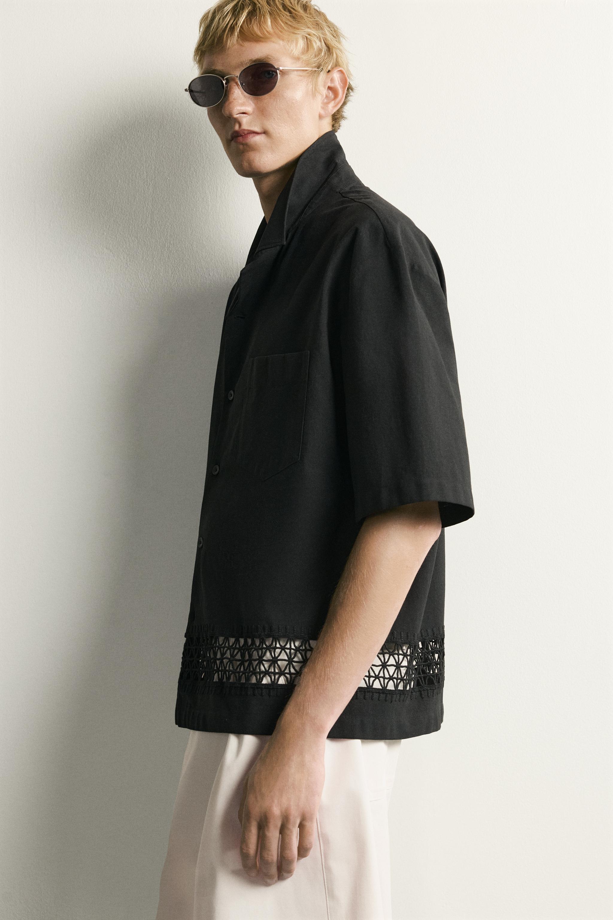Мужские рубашки Zara RELAXED FIT SHIRT WITH CONTRAST TRIM — фото 5