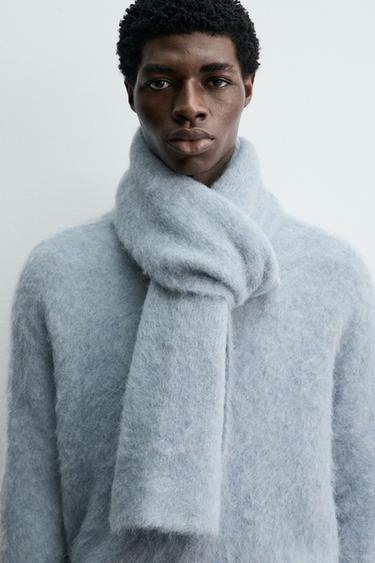 ALPACA BLEND KNIT SCARF - Sky blue by Zara - Image 0