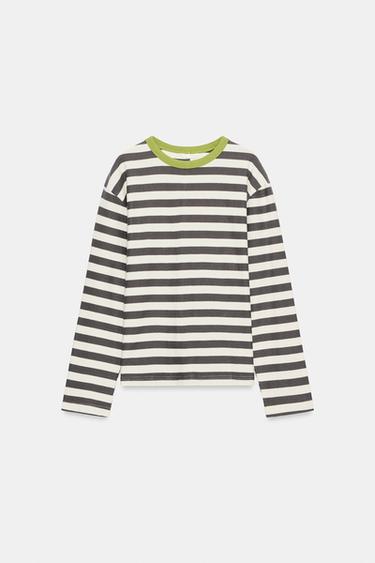 STRIPED NECK T-SHIRT - striped by Zara