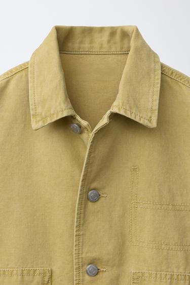 SURCHEMISE EN TOILE À POCHES - Moutarde de Zara - Image 2