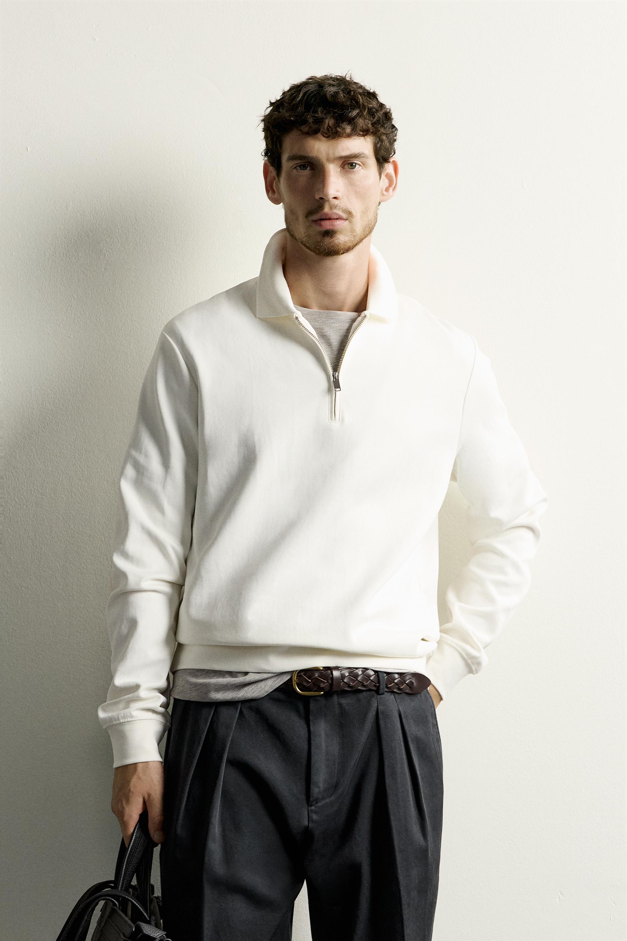 Zara FERMUARLI İNTERLOK POLO SWEATSHIRT görsel 2
