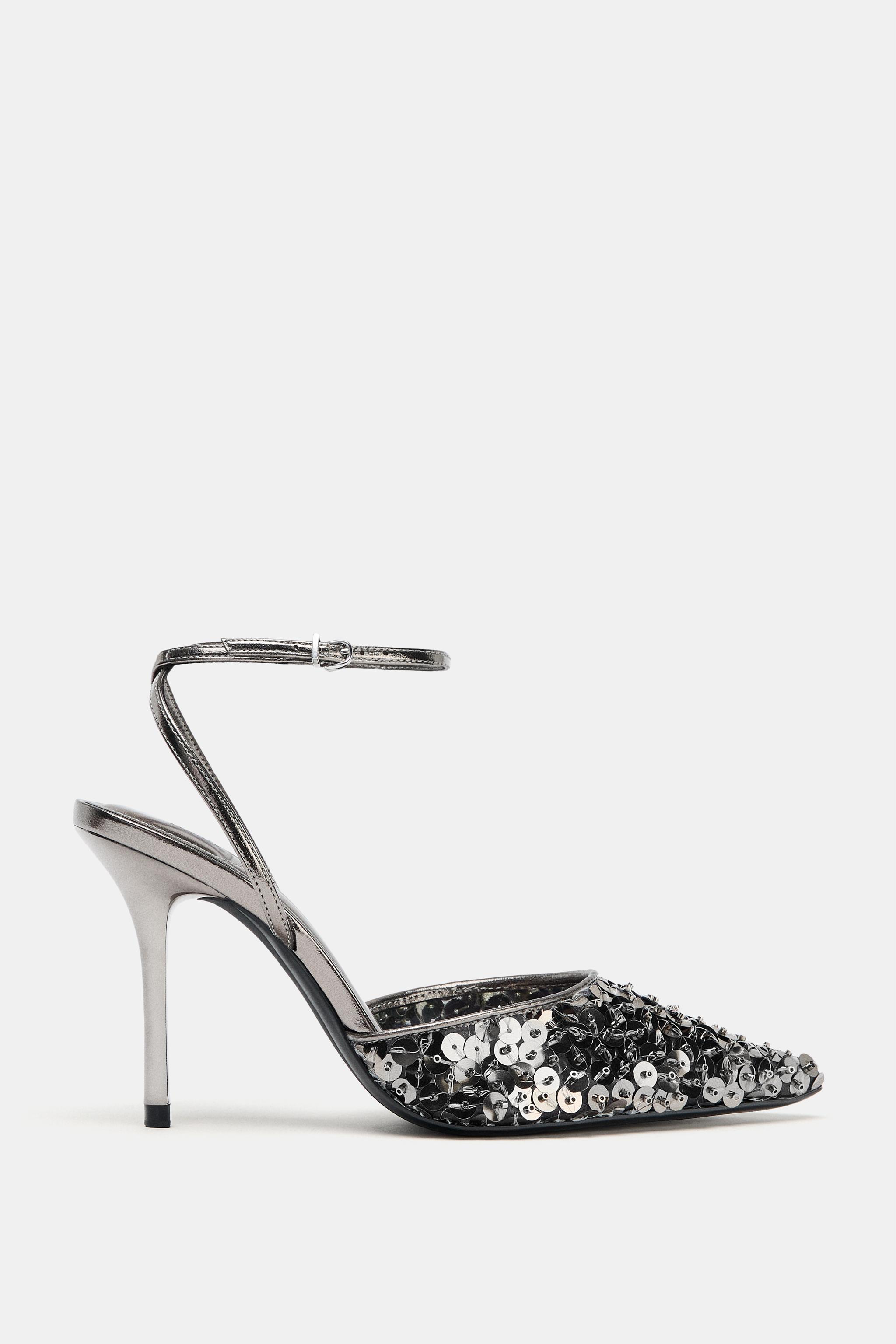SEQUIN HEELS - Gray | ZARA United States