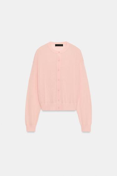 FINE KNIT CARDIGAN - Pastel pink by Zara - Image 5