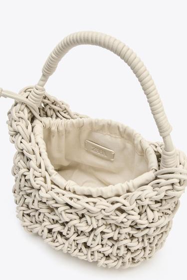 BOLSO DE MANO TRENZADO PESPUNTES - Crudo de Zara