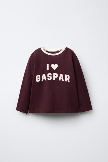 CAMISETA TEXTO I LOVE GASPAR - Berenxena de Zara