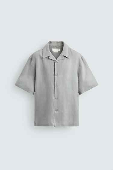 RELAXED FIT 100% LINEN SHIRT - Light grey by Zara