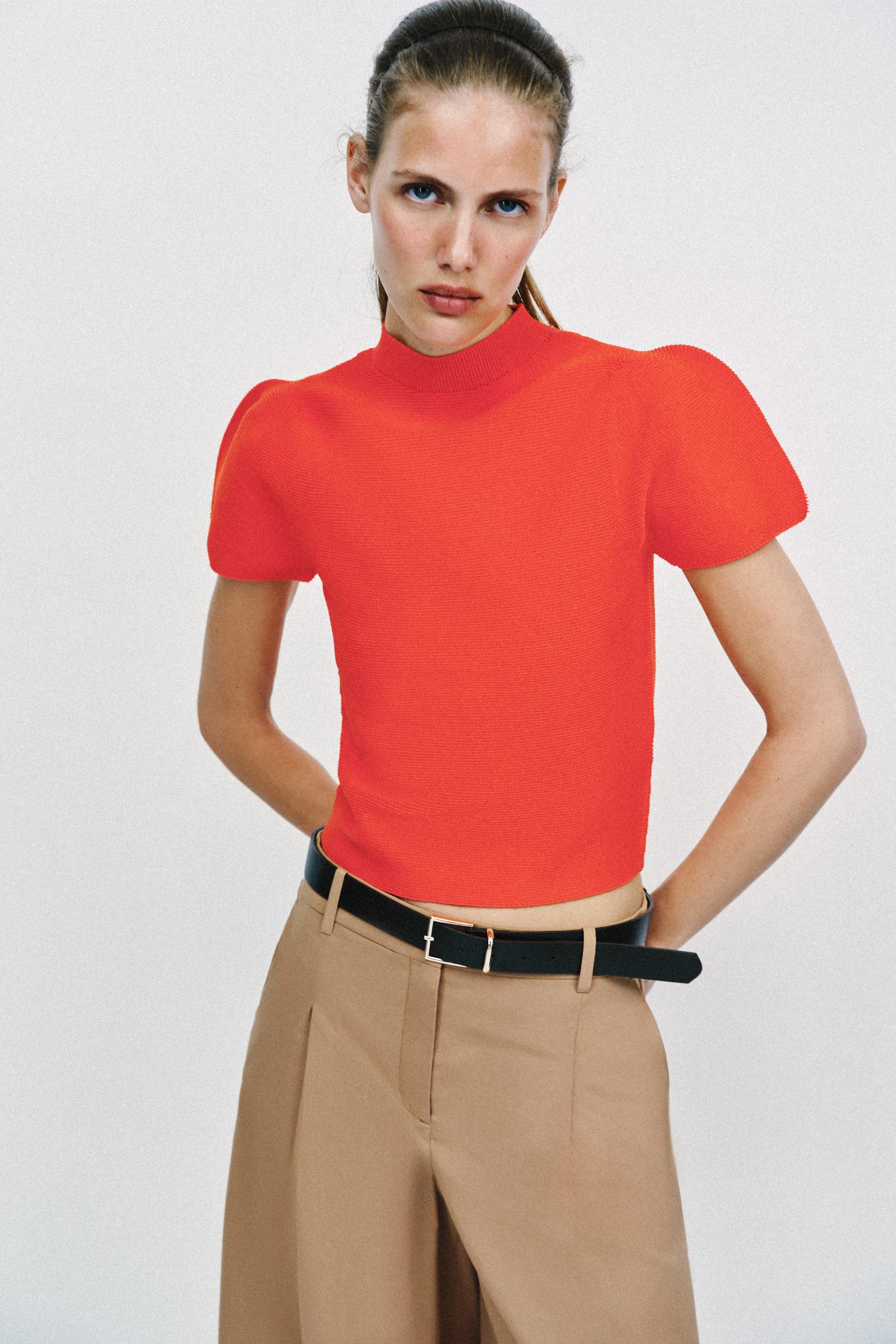 BALON KOLLU ÖRGÜ TOP