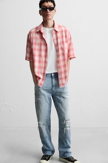 RIPPED STRAIGHT-LEG CARPENTER JEANS - Blue by Zara - Image 4