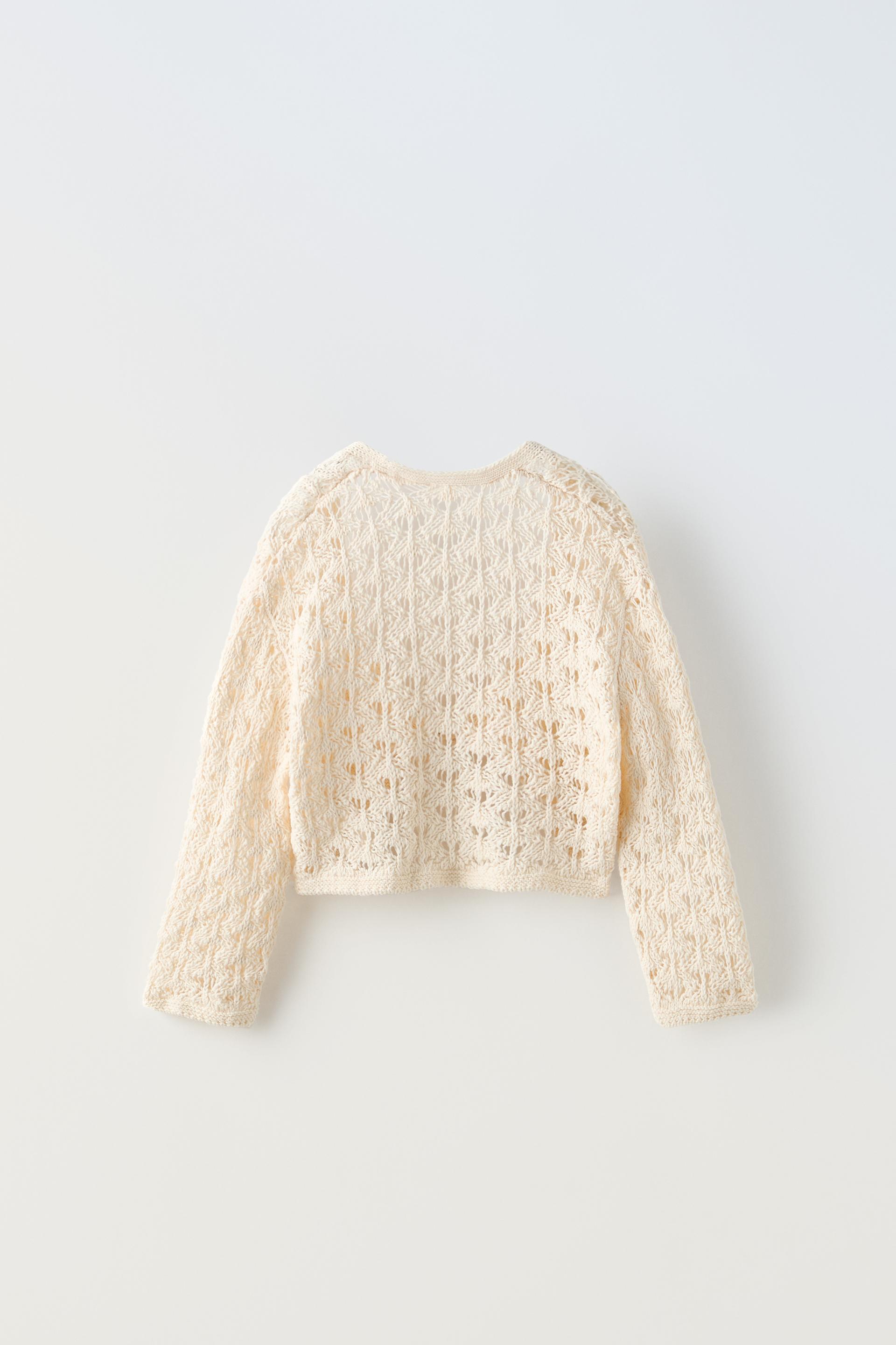 TEXTURED KNIT CARDIGAN - Light tan