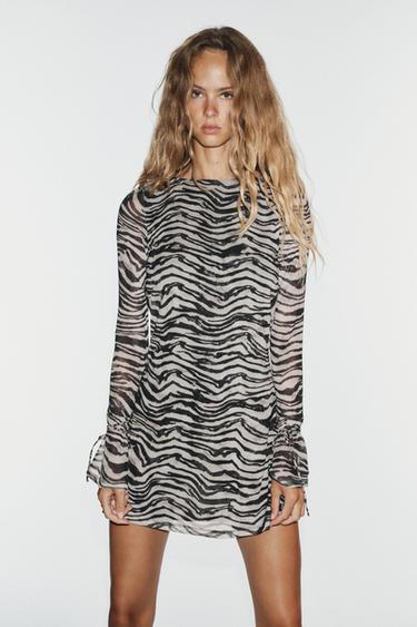 VESTITO IN TULLE CON STAMPA ANIMALIER - Zebra di Zara