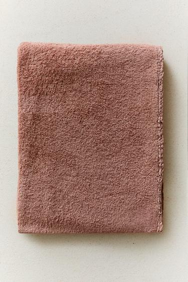 BATH TOWEL WITH CROCHET EDGE — Pale pink 1