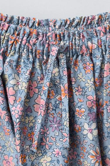 POPLIN FLORAL BALLOON SKIRT - Blue by Zara - Image 2