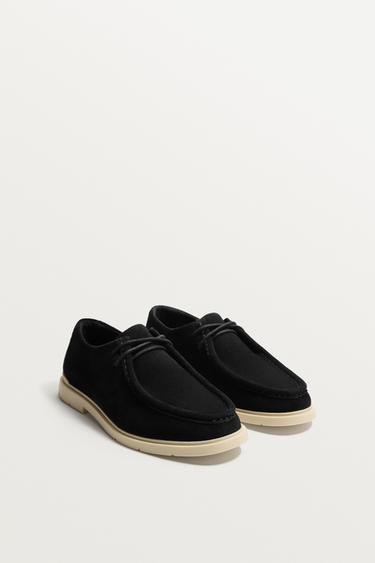 CASUAL LEREN SCHOENEN - Zwart van Zara
