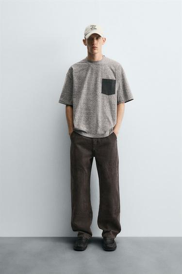 Zara CONTRAST POCKET T-SHIRT - Gray marl - Image 0