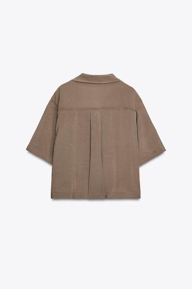 BLOUSE FLUIDE MANCHES COURTES - Marron / Taupe de Zara - Image 5