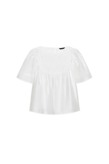 EMBROIDERED SHORT SLEEVE BLOUSE - White by Zara