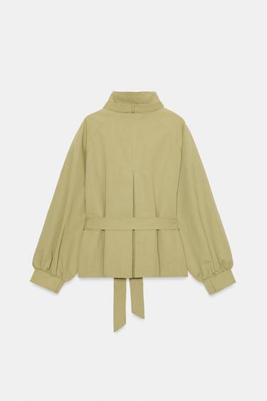BLOUSON COL MONTANT AVEC CEINTURE - Kaki clair de Zara - Image 9