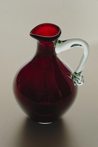 COLOURED GLASS VASE - Burgundy by Zara