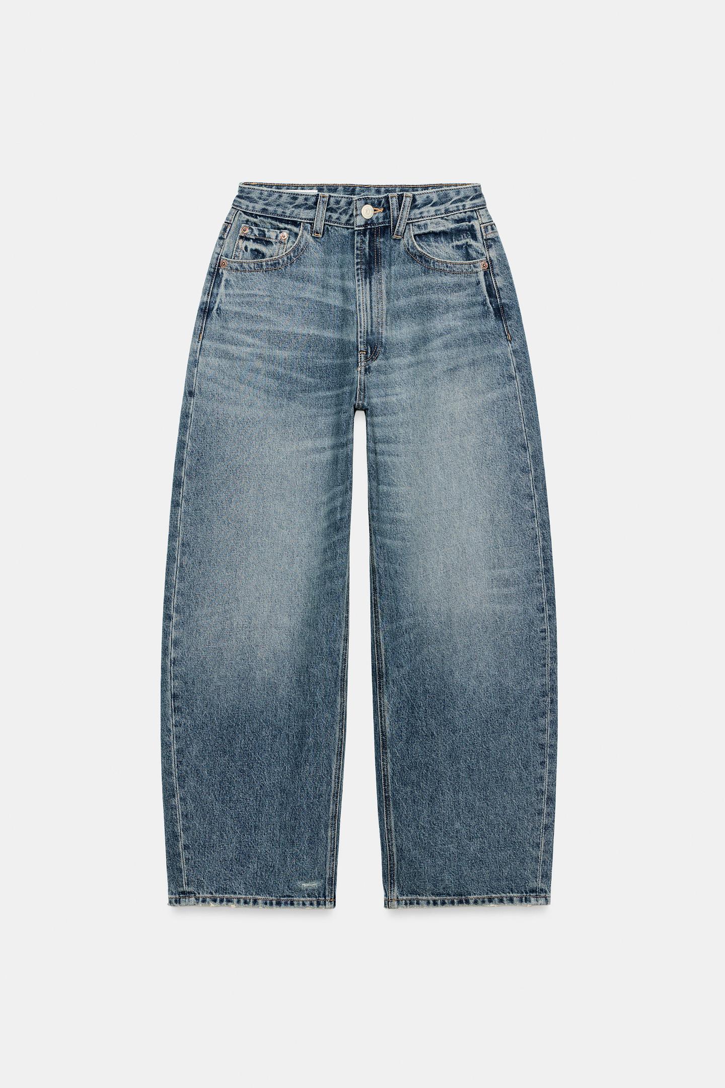 Женские джинсы Zara Trf Mid-Rise Baggy Fit, цвет: Синий — фото 7