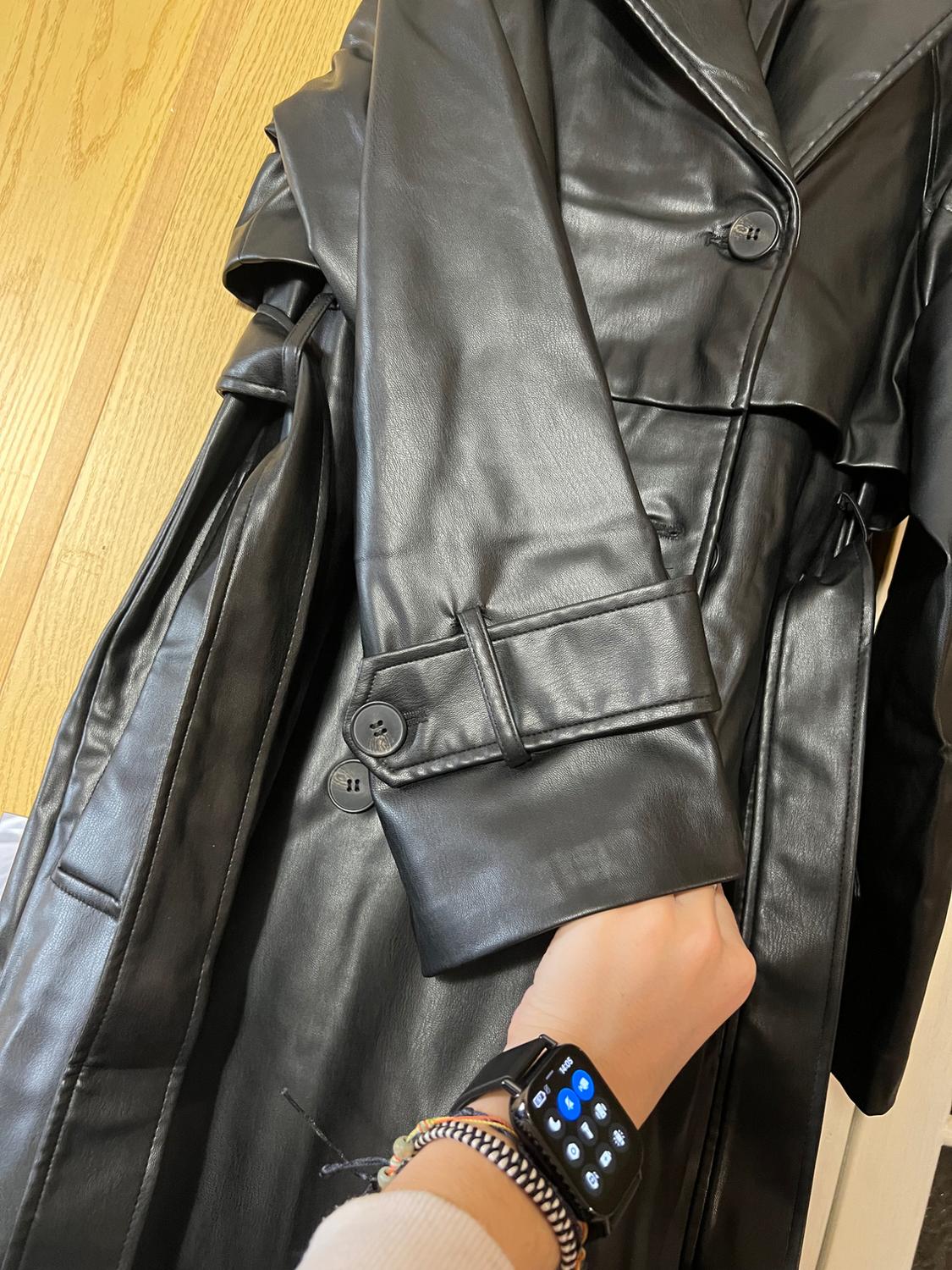 OVERSIZE LEATHER EFFECT TRENCH COAT - Image 4