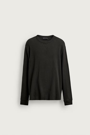 WAFFLE-KNIT TEXTURE T-SHIRT - Brown by Zara
