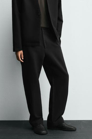 Zara COTTON - LINEN SUIT PANTS - Black