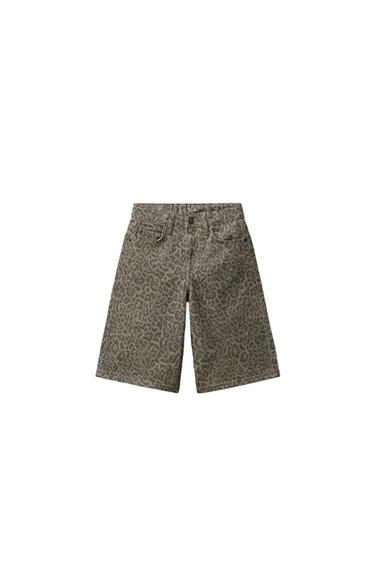 BERMUDA DENIM ANIMAL PRINT - Marrón de Zara