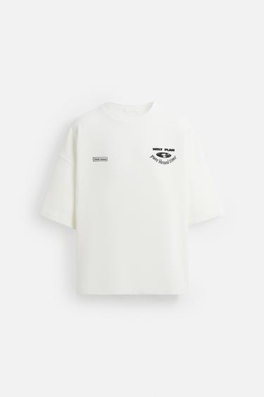 SUDADERA GRÁFICOS ESTAMPADOS - Blanco roto de Zara