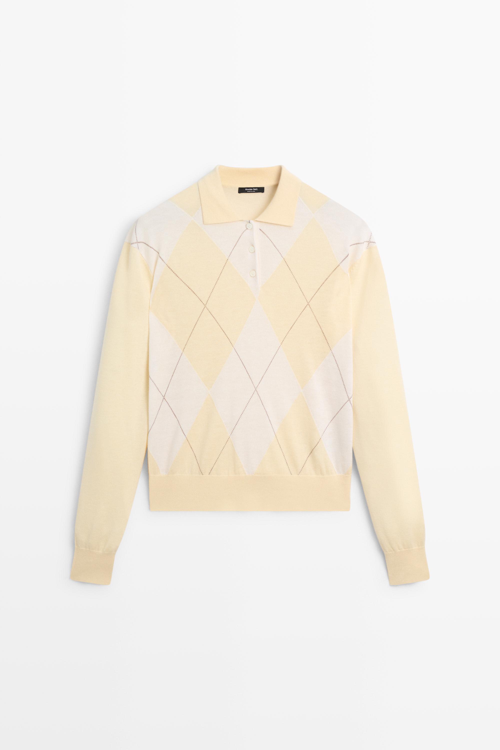Pull polo en maille à motif losanges