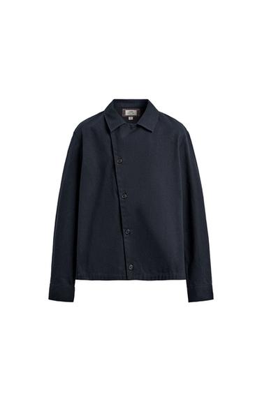 SAMUEL DE SABOIA X ZARA TEXTURED BUTTON OVERSHIRT - Navy blue by Zara