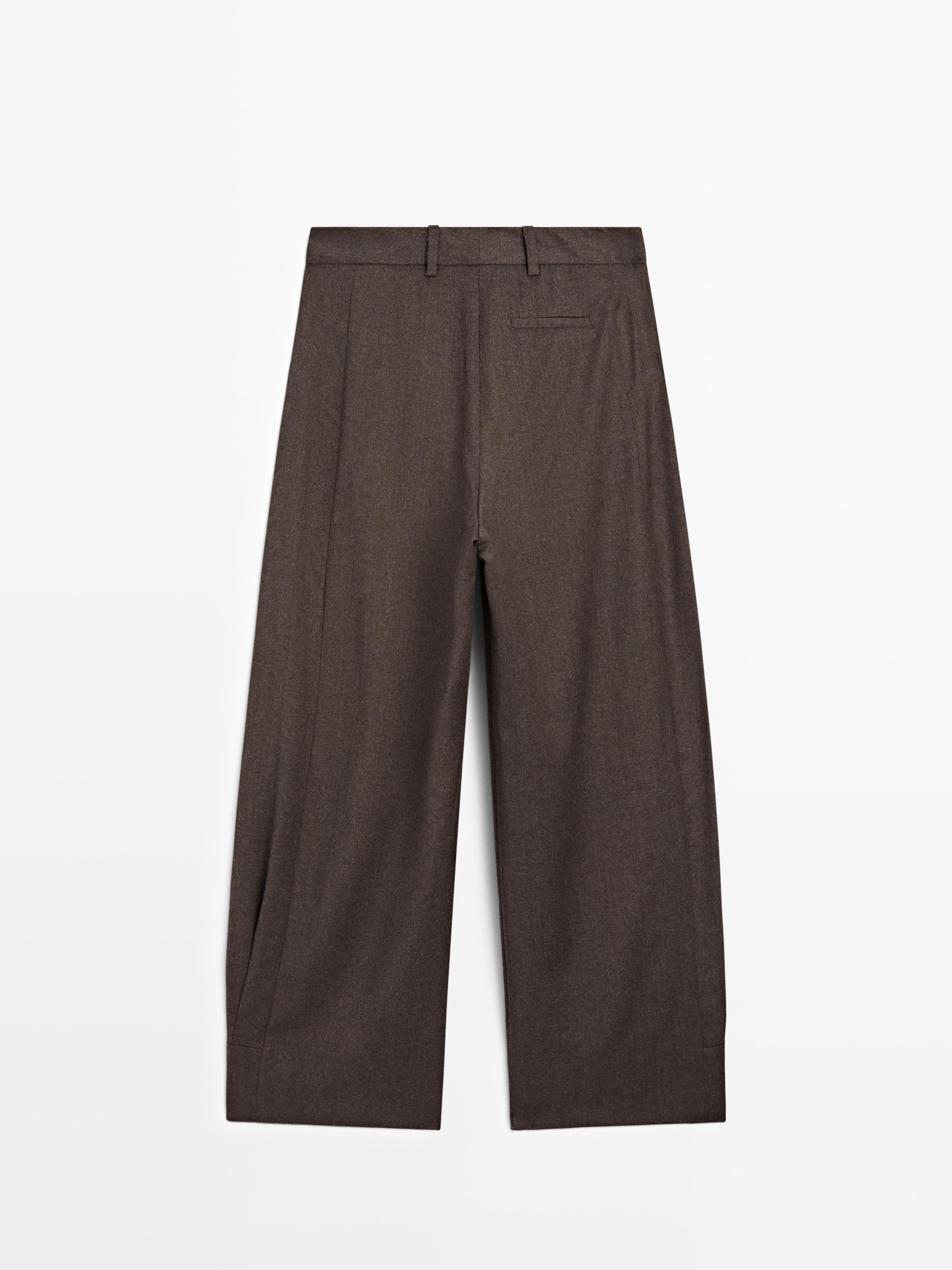 100% wool barrel fit trousers